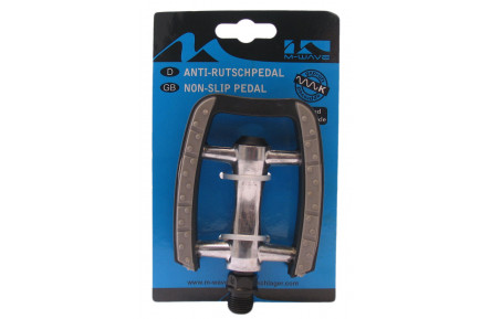Pedals M-Wave aluminum with anti-slip and ball bearings - silver