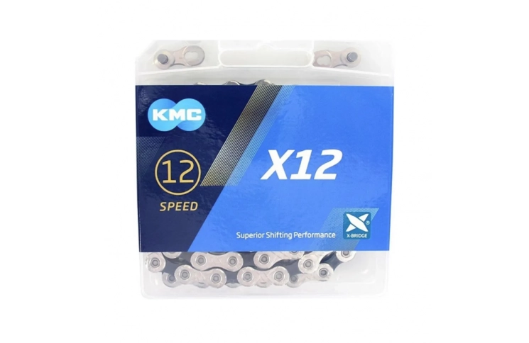 KMC X12 ketting, zilver/zwart 1/2x11/128, 126L,12-speed