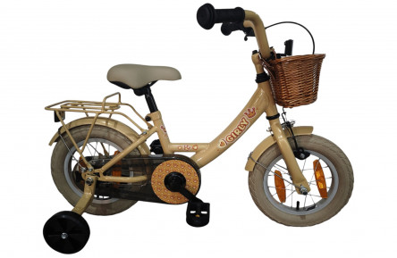 BFN meisjesfiets Girly 12" met rotan mandje goud