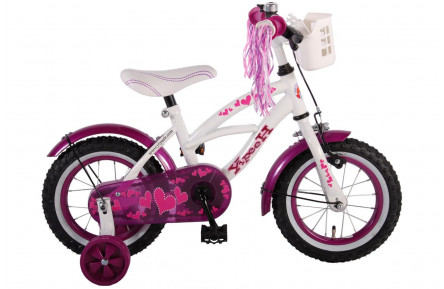 Volare Heart Cruiser Kinderfiets 12"/21 cm/Wit-Paars/61209