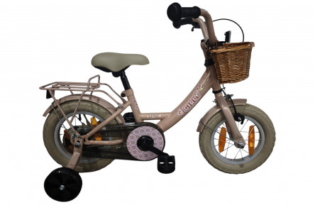 BFN meisjesfiets Girly 12" met rotan mandje roze