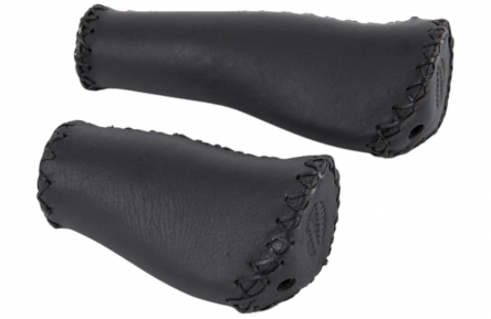 Handlebar Grip Set Velo Ergo leather - 135/92 mm - black