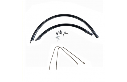 FALKX Mudguards set 28", black. Front and rear. 49mm wide. Plastic