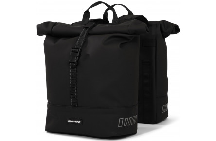 Gerecyclede dubbele fietstas Urban Proof Rolltop 38 liter 30x15x42cm - zwart