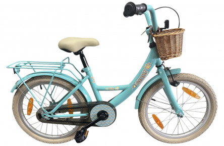 BFN meisjesfiets Girly 18" met rotan mandje blauw
