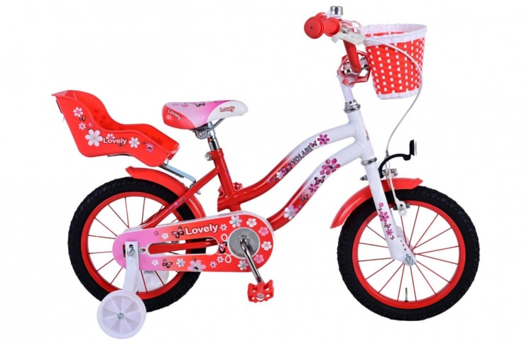 Volare Lovely Kinderfiets 14"/23 cm/Rood-Wit/1492