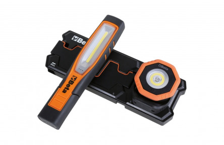 BETA SET 2 STUKS OPLAADBARE LED WERKPLAATS / INSPECTIE LAMPEN MET OPLAADSTATION 1839W/P2 - 1839BRW