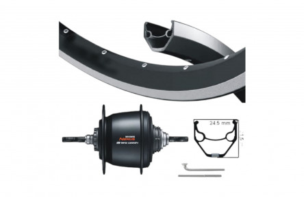 KGS ACHTERWIEL 28 INCH (622) ZWART NEXUS 8 ROLLERBRAKE OF VELGREM ZWART MET REMRAND