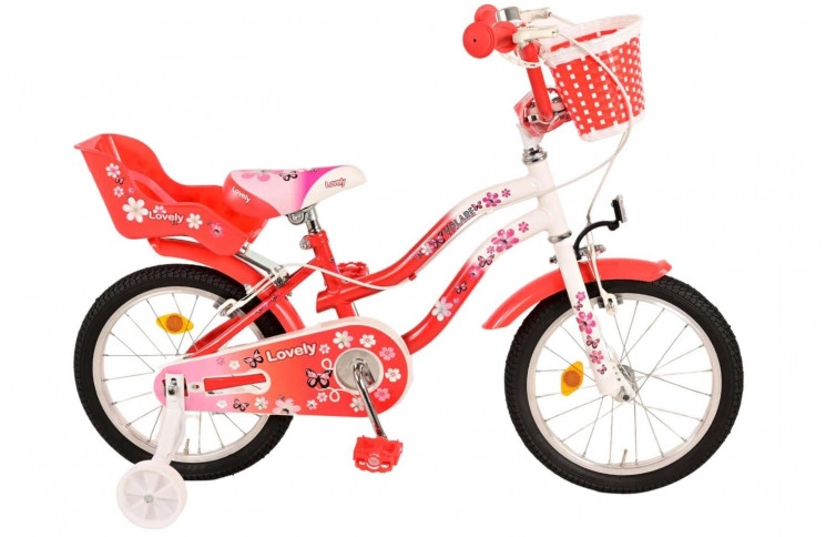 Volare Lovely Kinderfiets 16"/23 cm/Rood-Wit/1693