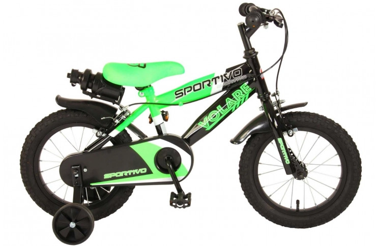 Volare Sportivo Kinderfiets 14"/23 cm/Zwart-Groen/2041