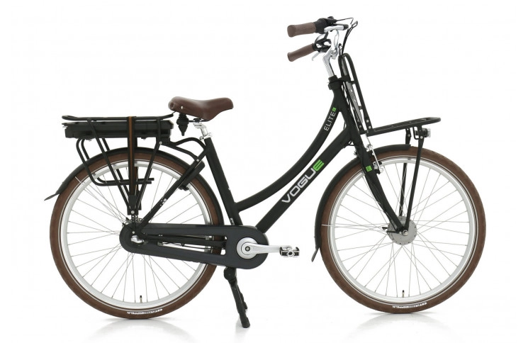 VOGUE E-BIKE, ELITE, 3SP SHIMANO, 50CM, MATT-ZWART/BRUIN, (13AH,36V, 468 Wh),UART (1000416)  KLEUR LCD