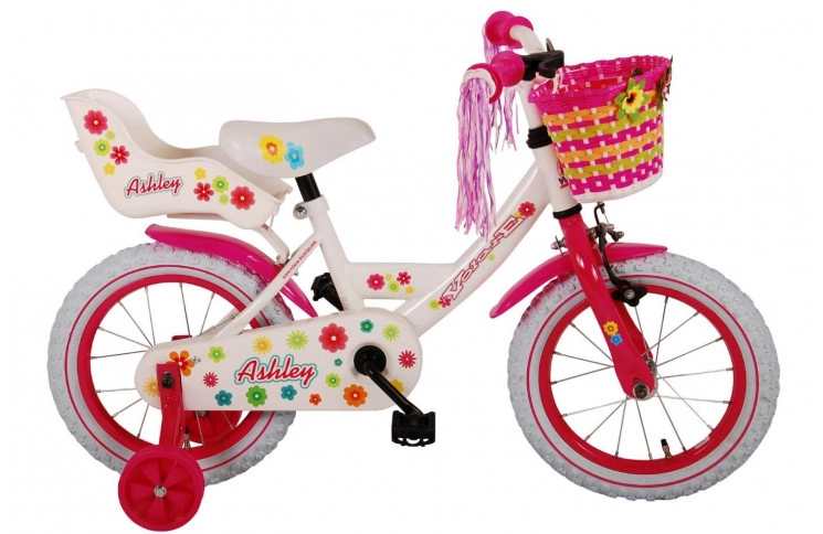 Volare Ashley Kinderfiets 14"/23 cm/Wit-Roze/81404