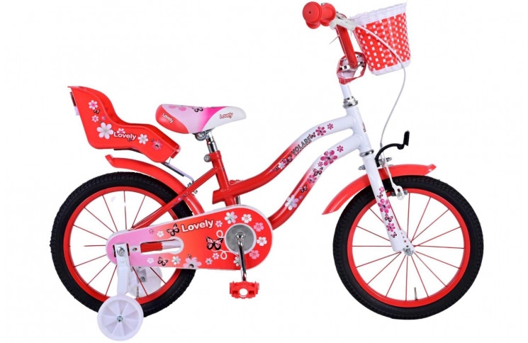 Volare Lovely Kinderfiets 16"/23 cm/Rood-Wit/1692