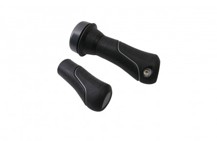Gazelle Handlebar Grips + Bicycle Bell Ø22.2mm - Black/Silver