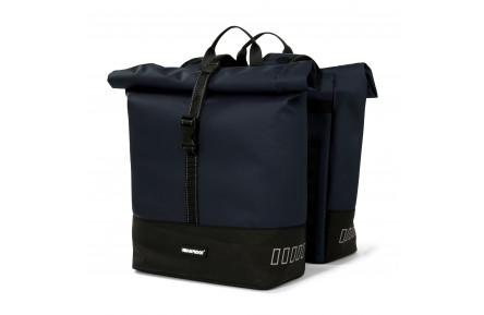 Gerecyclede Dubbele fietstas Urban Proof Rolltop 38 liter 30x15x42cm - blauw