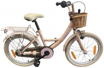 BFN meisjesfiets Girly 18" met rotan mandje roze